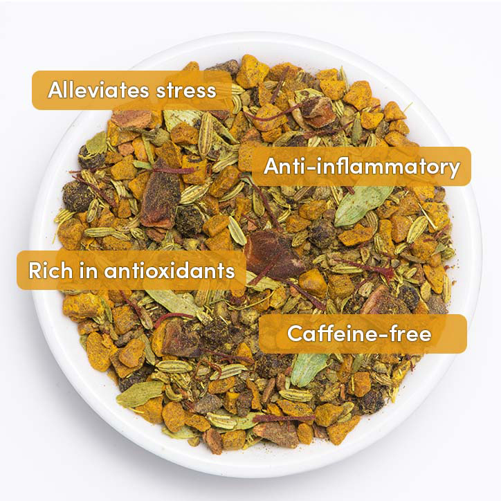 Vahdam Turmeric Saffron Herbal Tea Tisane Loose Leaf 100g image 2