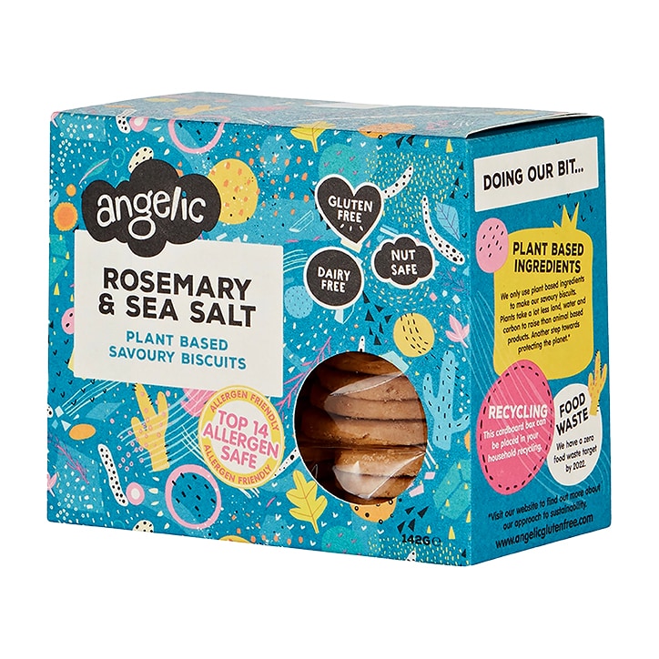 Angelic Gluten Free Rosemary & Sea Salt Plant Based Savoury Biscuits 142g