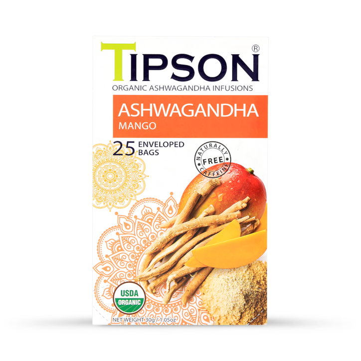 Tipson Organic Ashwagandha Mango (25 Enveloped Tea Bags) image 1