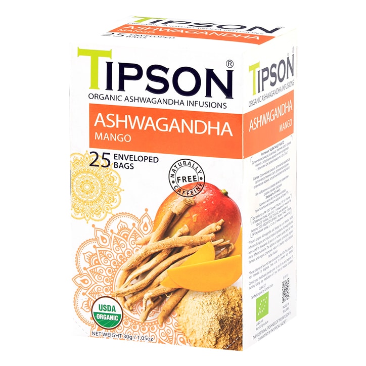 Tipson Organic Infusion Ashwagandha Mango 25 Enveloped Tea Bags-2