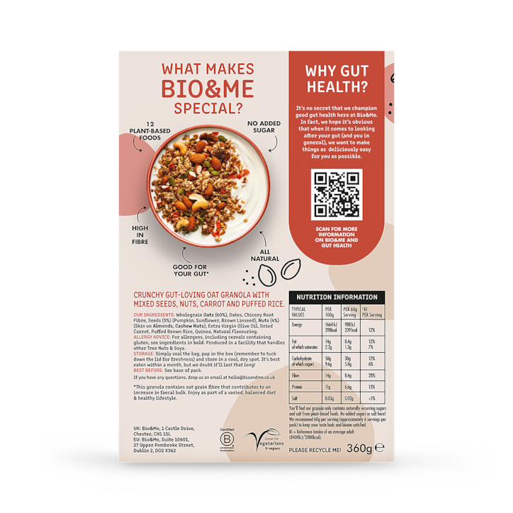 Bio & Me Super Seedy & Nutty Gut-Loving Granola 360g image 2