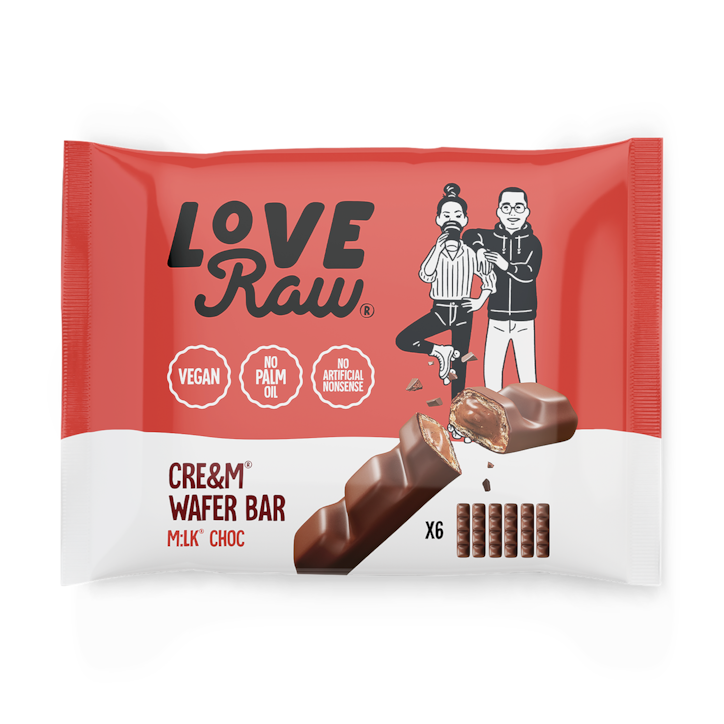 LoveRaw Vegan M:lk Choc Wafer Bar Mult-Pack 6x 21.5g image 1