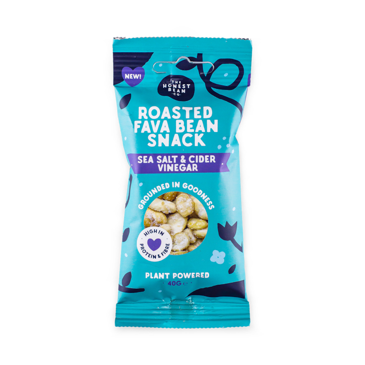 The Honest Bean Co Roasted Fava Bean Snack Sea Salt & Cider Vinegar 40g image 1