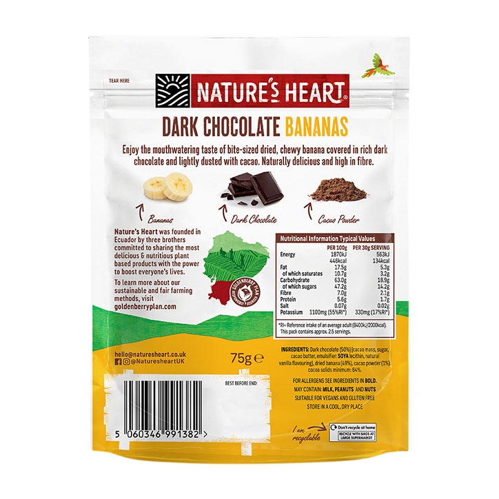 Natures Heart Dark Chocolate Banana 75g image 2