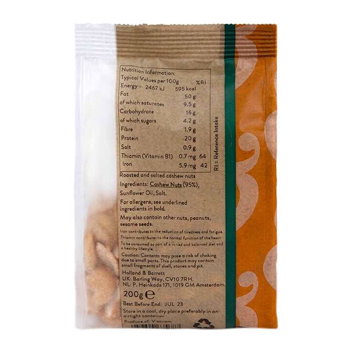 Holland & Barrett Roasted & Salted Cashew Nuts 200g image 2