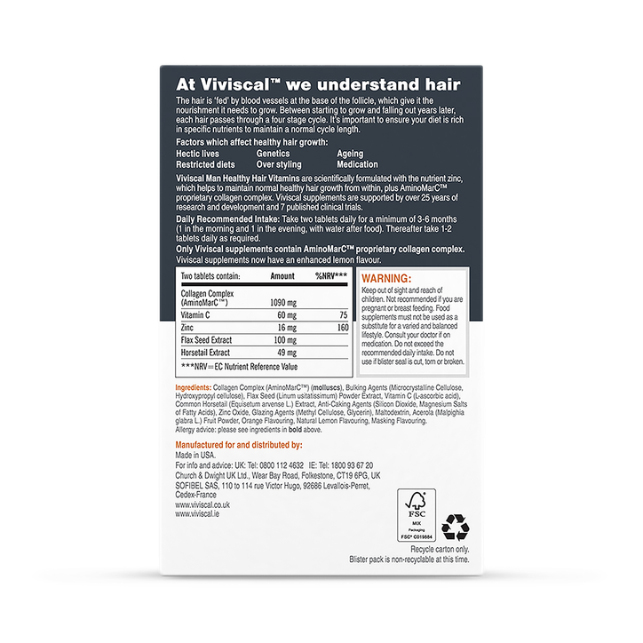 Viviscal Man Healthy Hair Vitamins 180 Tablets image 2