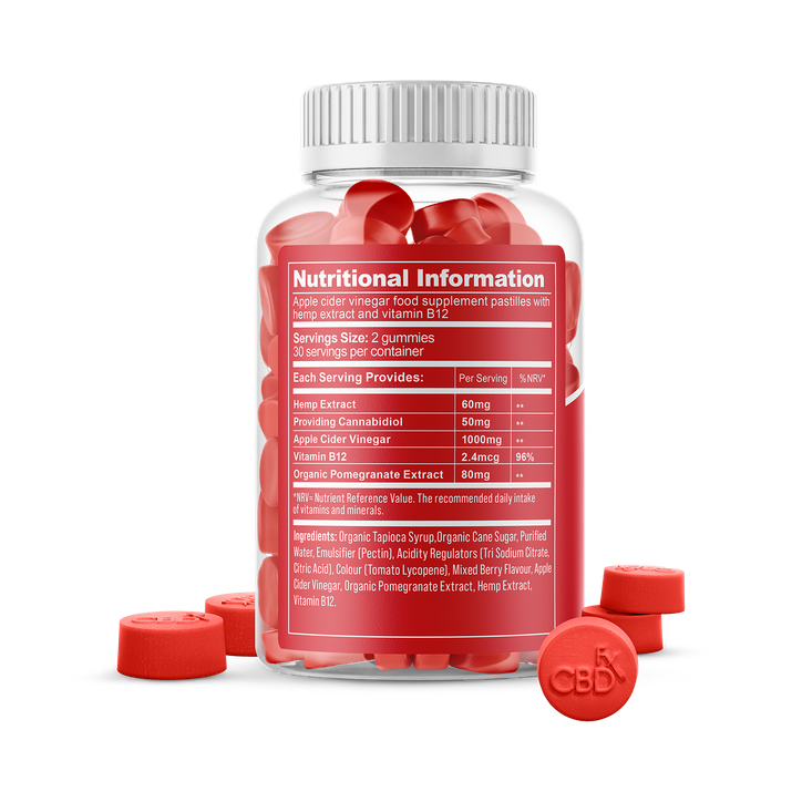 CBDfx Apple Cider Vinegar & Vitamin B12 CBD Gummies 1500mg 60 Gummies image 2