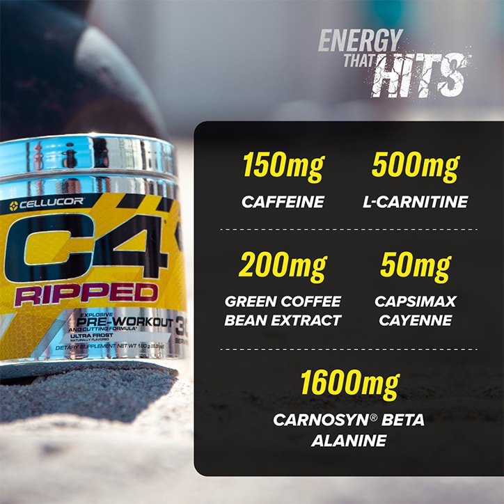 Cellucor C4 Ripped Pre-Workout Icy Blue Raspberry 165g image 5