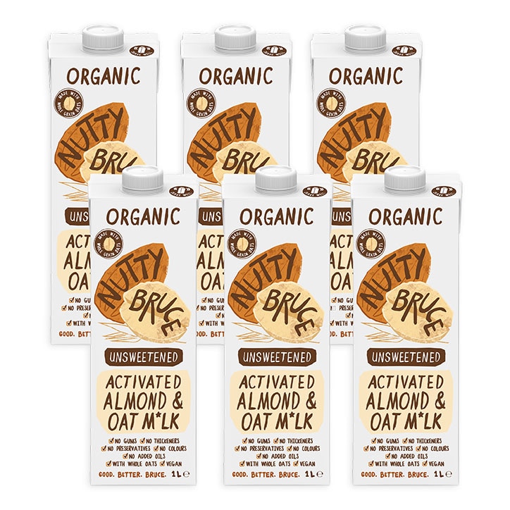 Nutty Bruce Activated Unsweetened Almond & Oat M*lk 6 x 1L-1