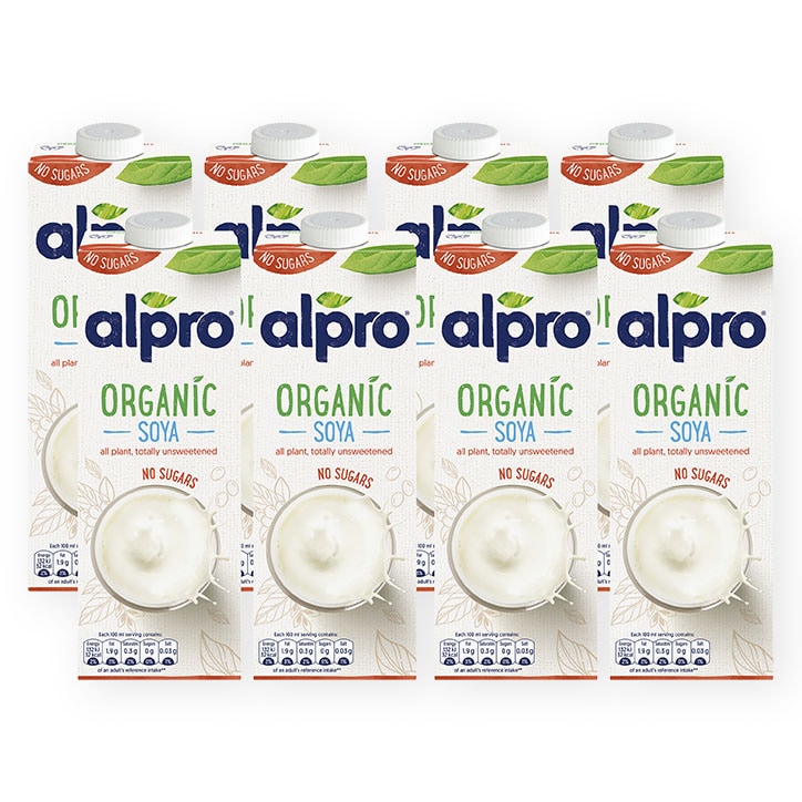 Alpro Organic Unsweetened Soya 8 x 1l