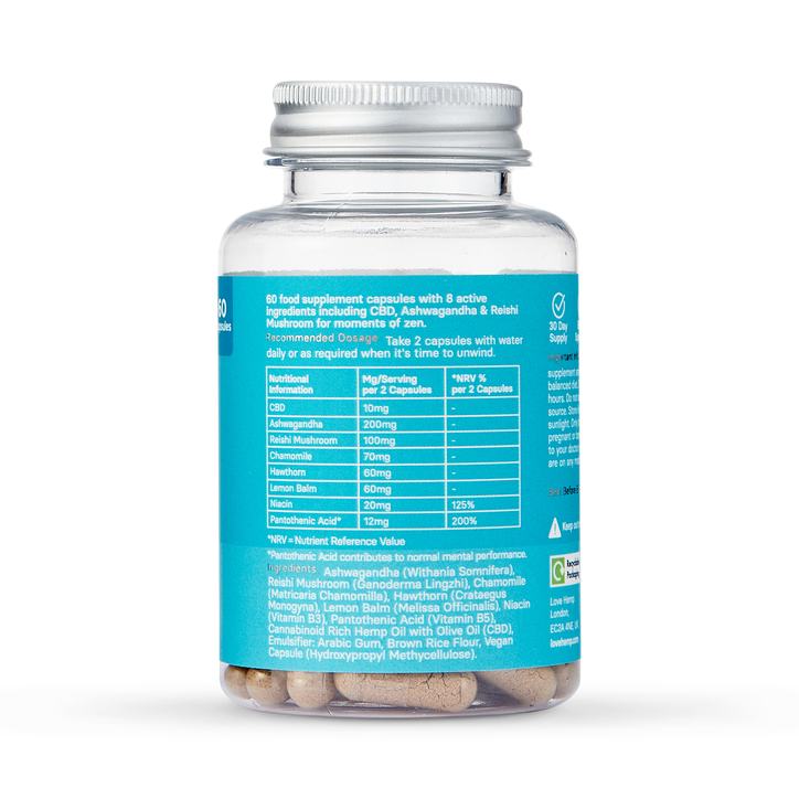 Love Hemp Stay Calm 300mg CBD Cold Press 60 Capsules image 2