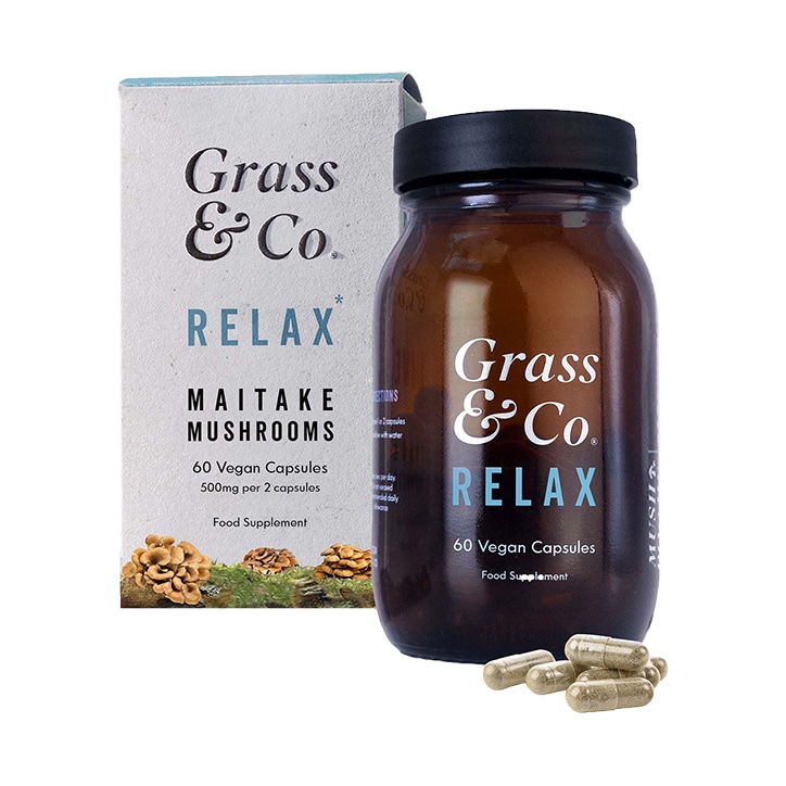 Grass & Co. RELAX Maitake Mushrooms with Ashwagandha + Magnesium 60 Vegan Capsules image 1