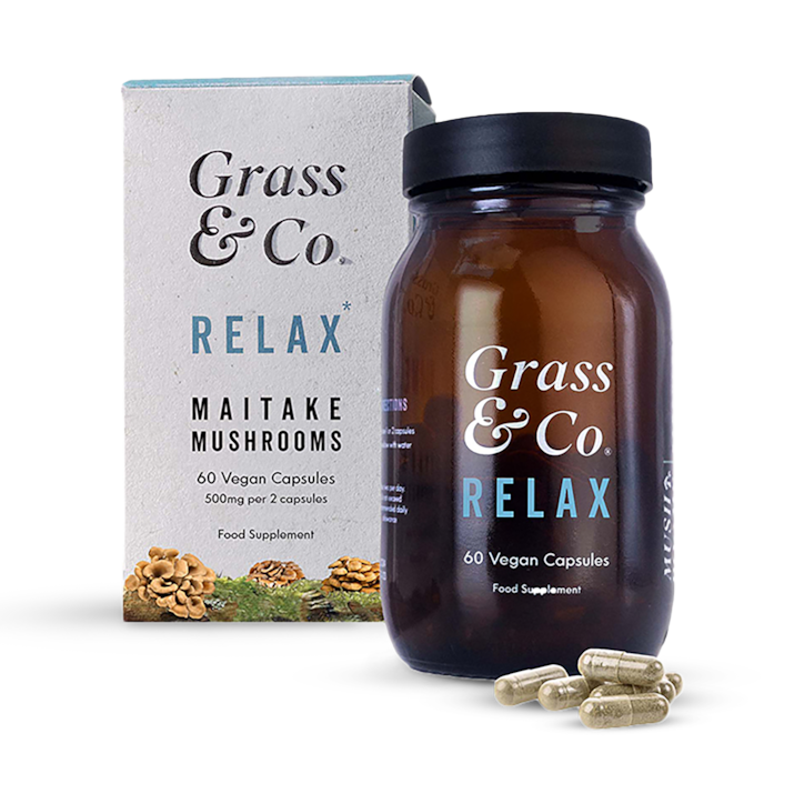 Grass & Co. RELAX Maitake Mushrooms with Ashwagandha + Magnesium 60 Vegan Capsules image 1