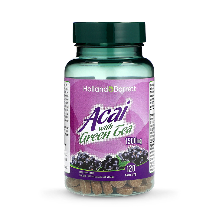 Holland & Barrett Acai with Green Tea 1500mg 120 Tablets image 1