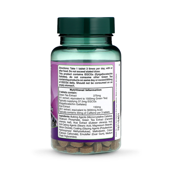 Holland & Barrett Acai with Green Tea 1500mg 120 Tablets image 2
