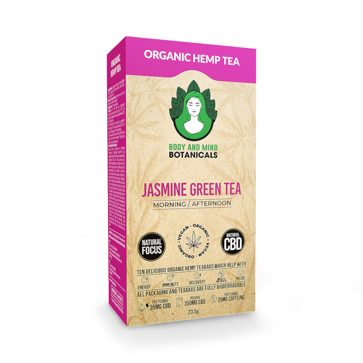 Body & Mind Botanicals CBD Hemp Tea Jasmine 10 Tea Bags image 2