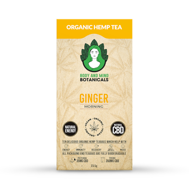 Body & Mind Botanicals CBD Hemp Tea Ginger 10 Tea Bags image 1