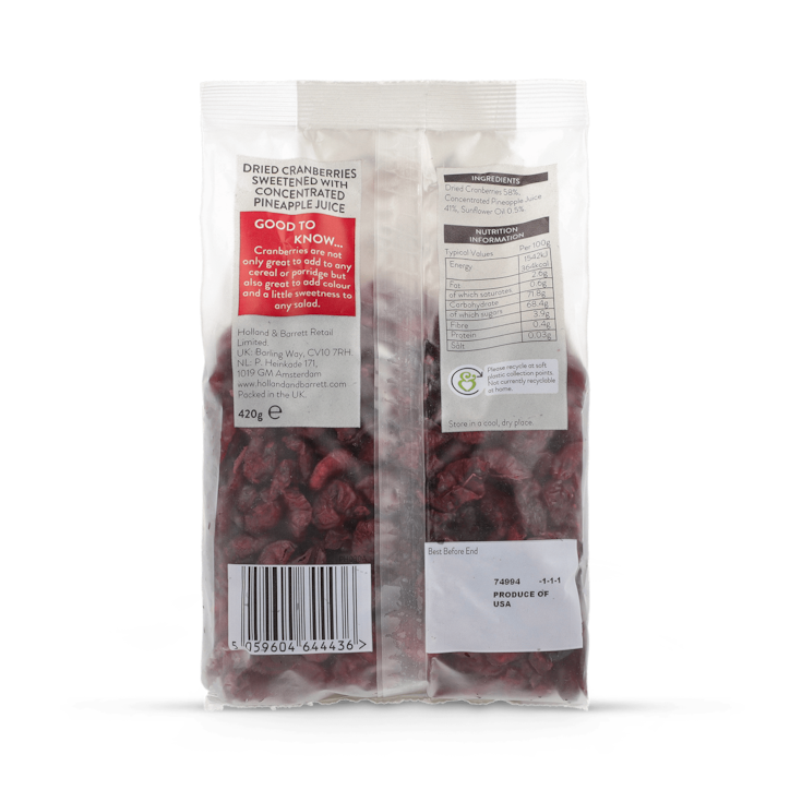 Holland & Barrett Juice Infused Cranberries 420g image 2