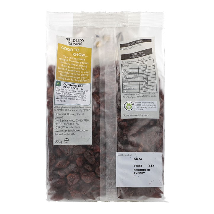 Holland & Barrett Seedless Raisins 500g
