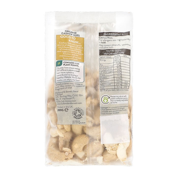 Holland & Barrett Organic Cashew Nuts 200g-2