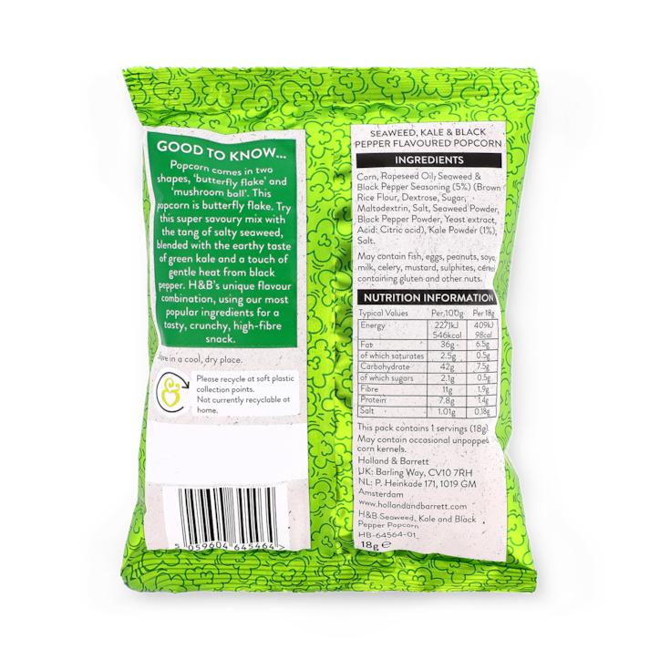 Holland & Barrett Popcorn Seaweed, Kale & Black Pepper 18g image 2