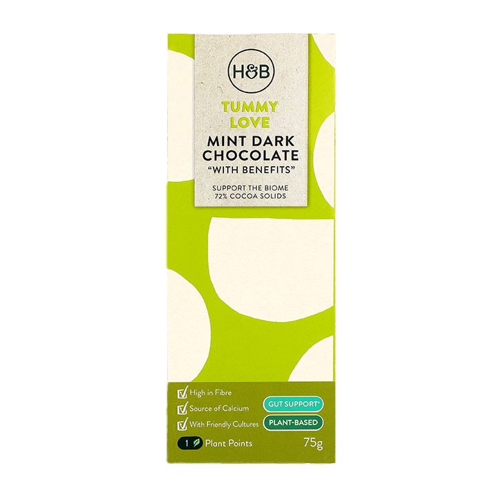 Holland & Barrett Tummy Love Mint Dark Chocolate with Benefits 75g image 1