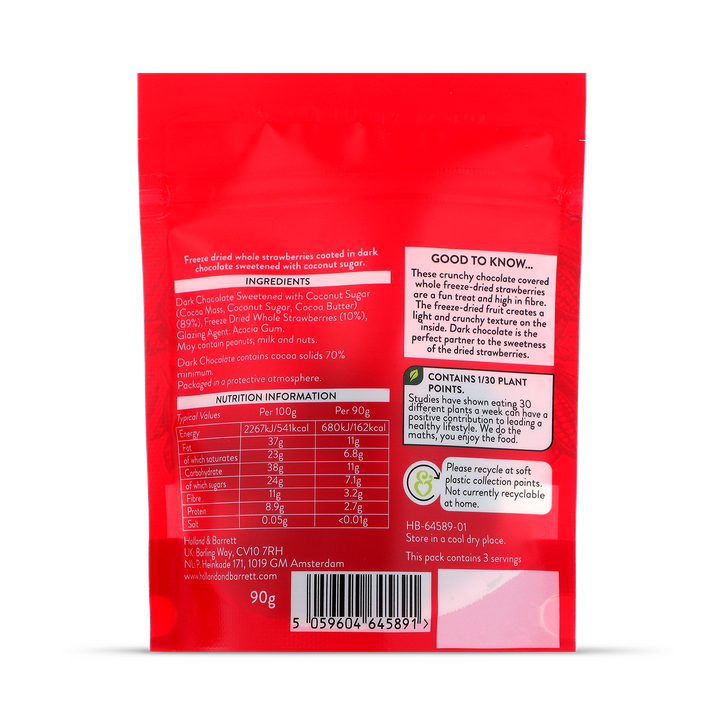 Holland & Barrett Dark Chocolate Strawberries 90g image 2