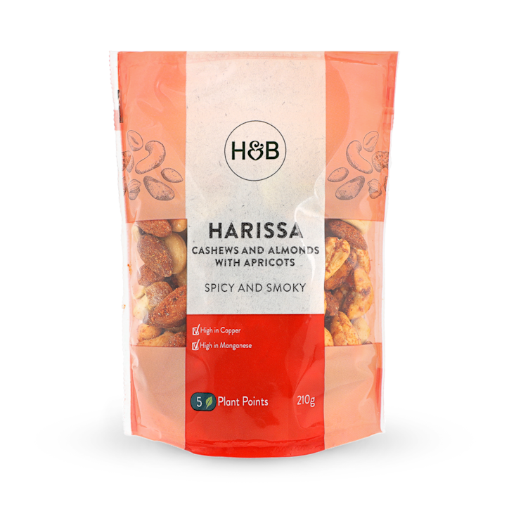 Holland & Barrett Harissa Cashews and Almonds with Apricots 210g image 1