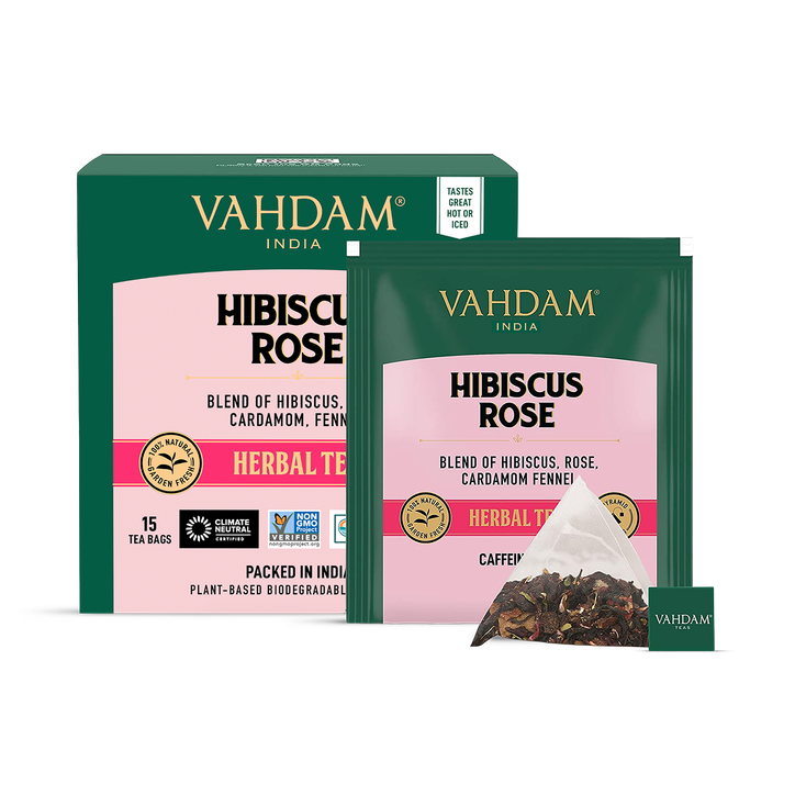 Vahdam Teas Hibiscus Rose Herbal Tea (15 Tea Bags) image 2