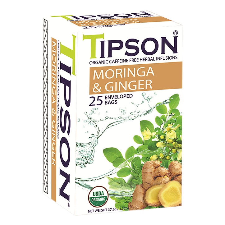 Tipson Organic Infusion Moringa Ginger (25 Enveloped Tea Bags) image 1