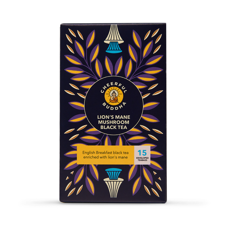 Cheerful Buddha Lion's Mane Mushroom Black Tea 15 Tea Bags image 1