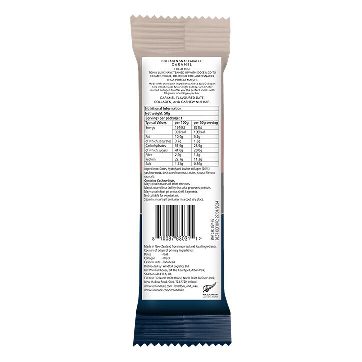 Tom & Luke Collagen Bar Caramel 50g image 2