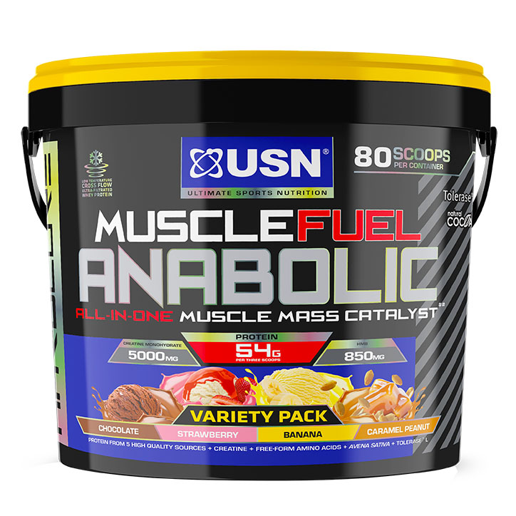 USN Muscle Fuel Anabolic Variety Pack Chocolate, Strawberry, Banana, Caramel 4kg image 1