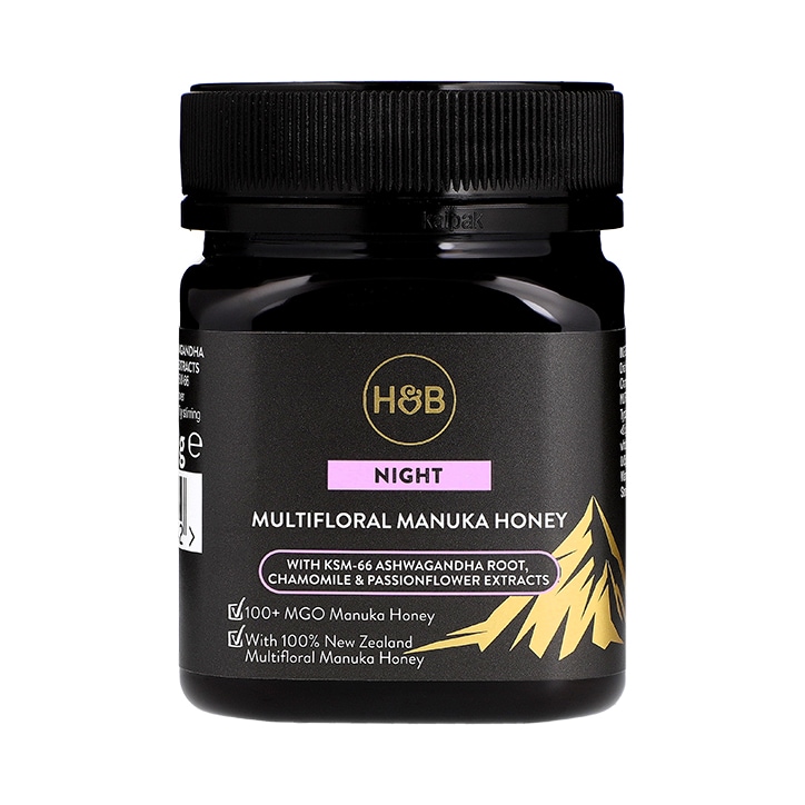 Holland & Barrett Night Multifloral Manuka Honey (with Ashwagandha, Chamomile & Passionflower) 250g image 1