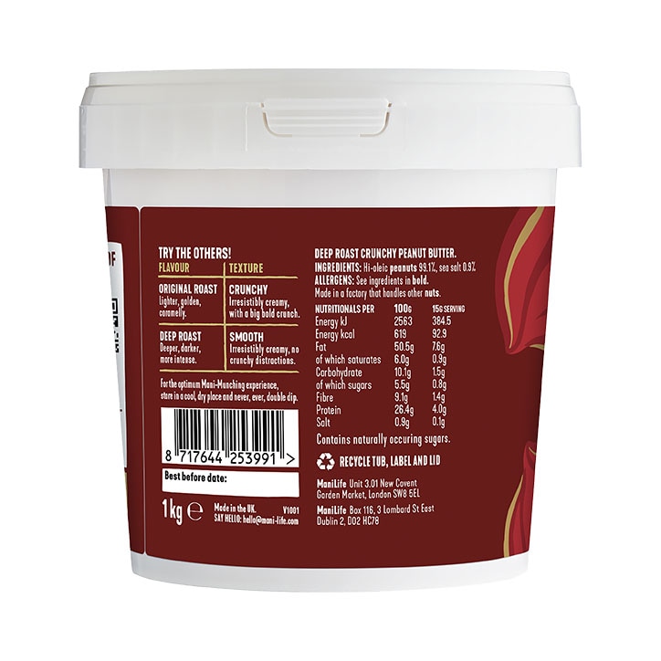 Manilife Deep Roast Crunchy Peanut Butter 1kg Tub image 2