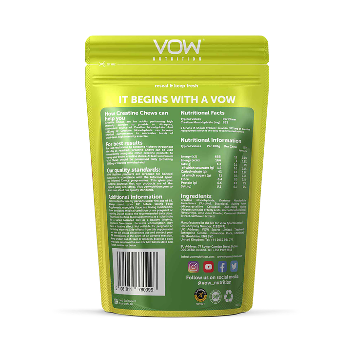 Vow Nutrition Creatine Chews Apple, Mango & Lime 100 Chews image 2