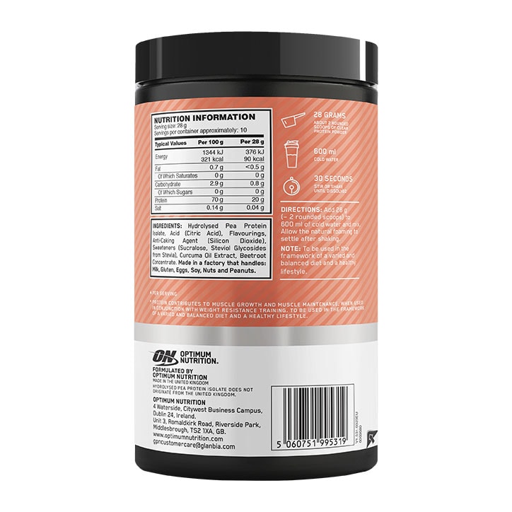 Optimum Nutrition Clear Plant Protein Isolate Peach 280g image 2