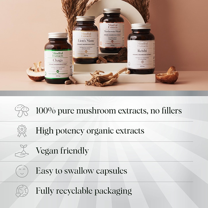 Mindful Extracts Organic Reishi Mushroom 60 Vegan Capsules image 4