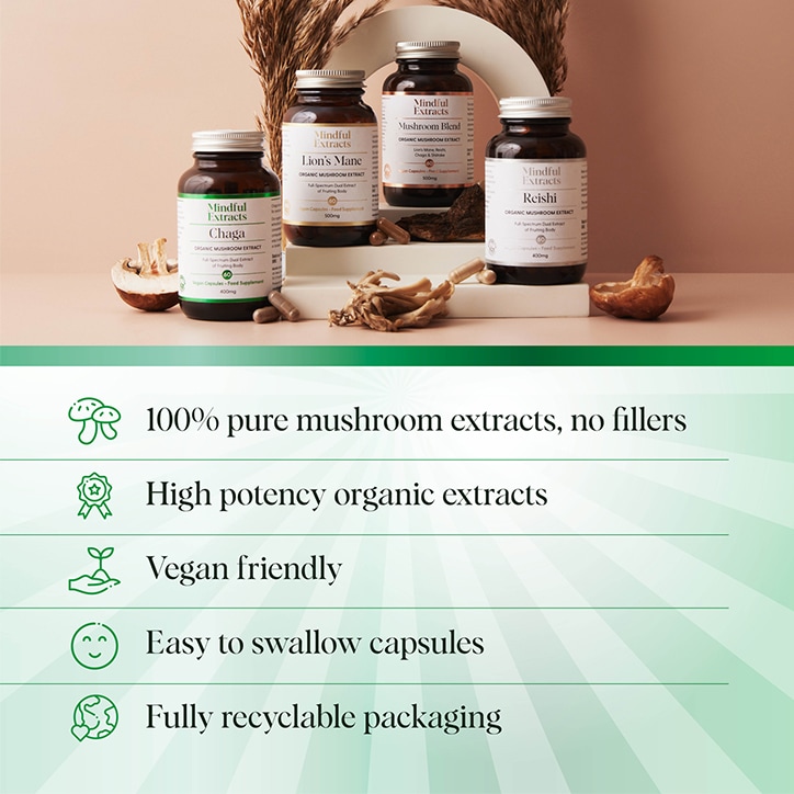 Mindful Extracts Organic Chaga Mushroom 60 Vegan Capsules image 4