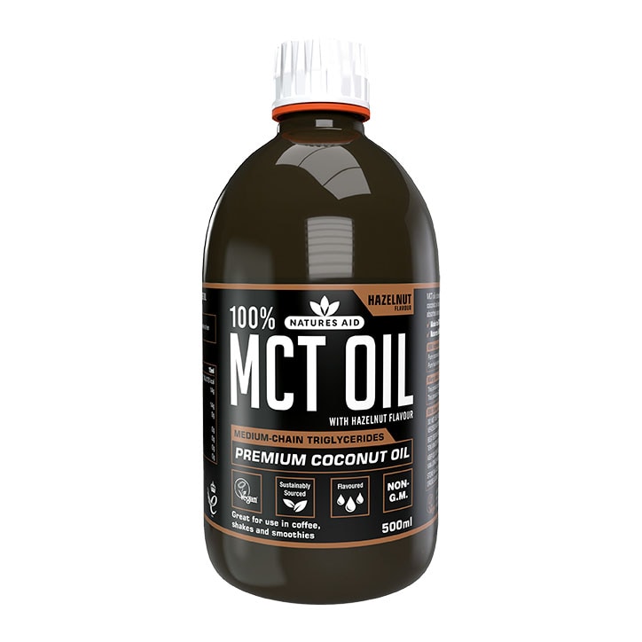Natures Aid Medium Chain Triglycerides (MCT) Oil with Hazelnut Flavour 500ml-1