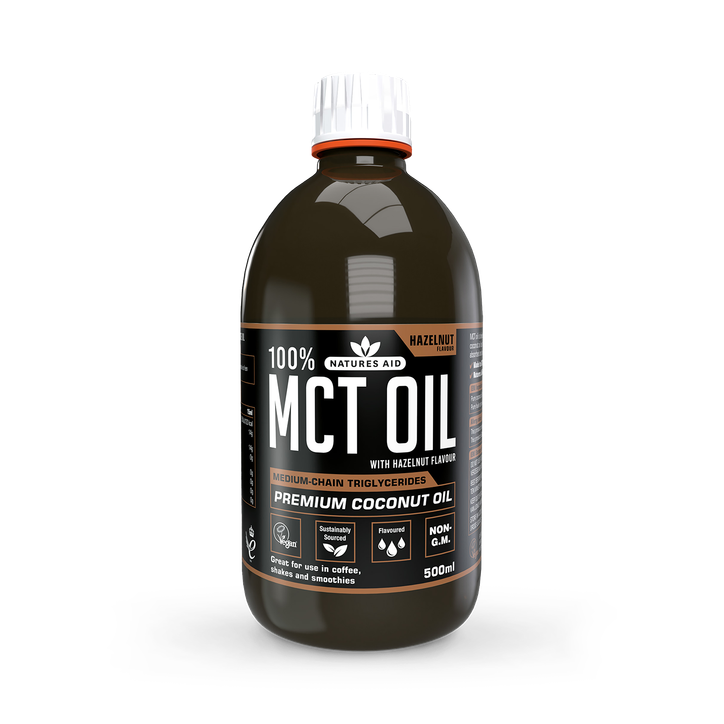 Natures Aid Medium Chain Triglycerides (MCT) Oil with Hazelnut Flavour 500ml image 1