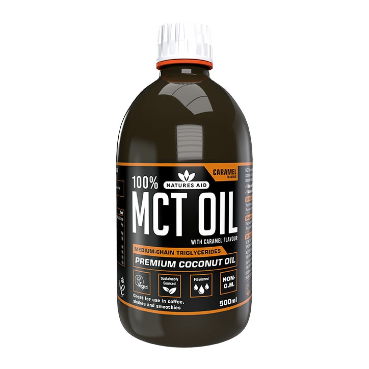 Natures Aid Medium Chain Triglycerides (MCT) Oil with Caramel Flavour 500ml image 1