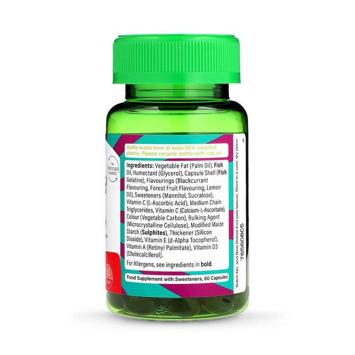Holland & Barrett Kids Omega 3 Fish Oil Blackcurrant Flavour Chewable 60 Capsules image 2