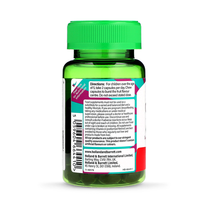 Holland & Barrett Kids Omega 3 Fish Oil Blackcurrant Flavour Chewable 60 Capsules image 3