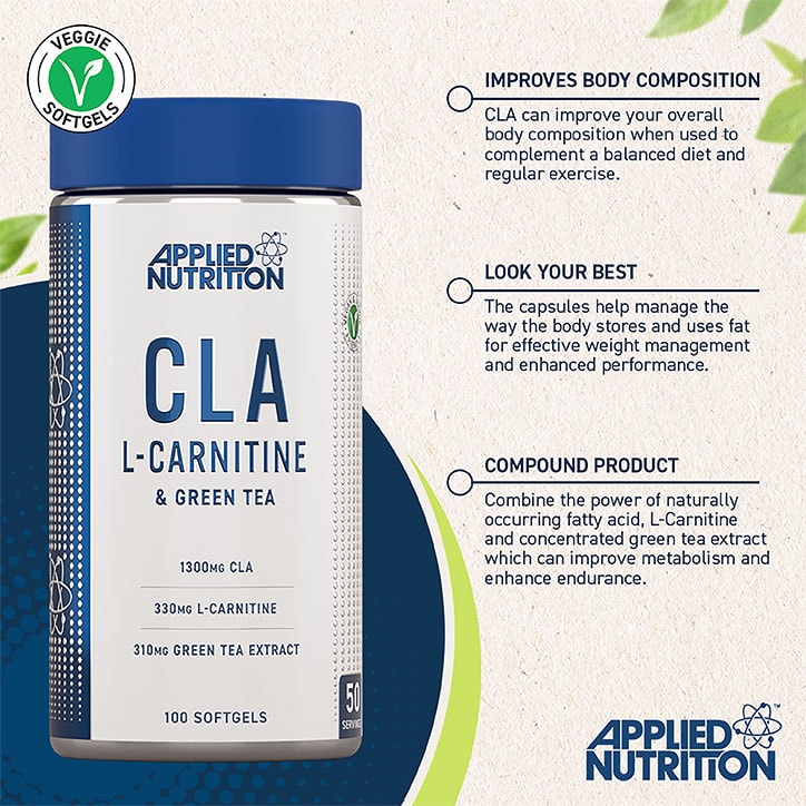 Applied Nutrition CLA L-Carnitine & Green Tea 100 Capsules-2