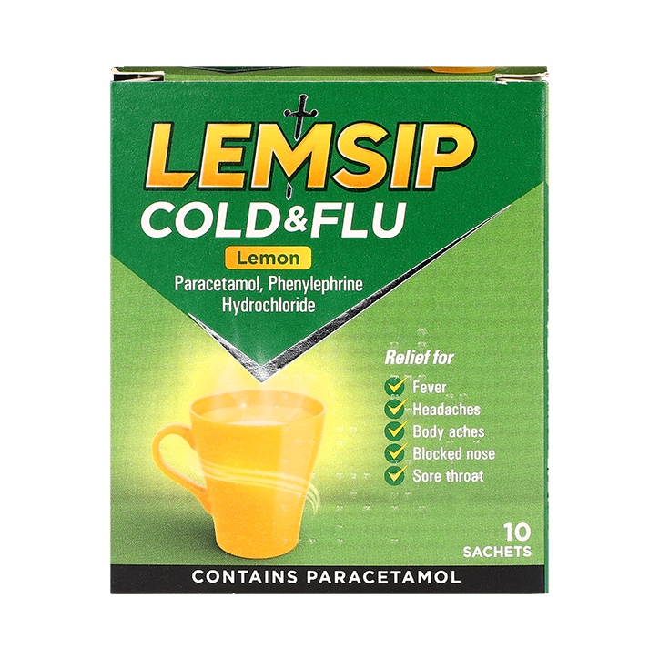 Lemsip Cold & Flu Lemon 10 Sachets image 1