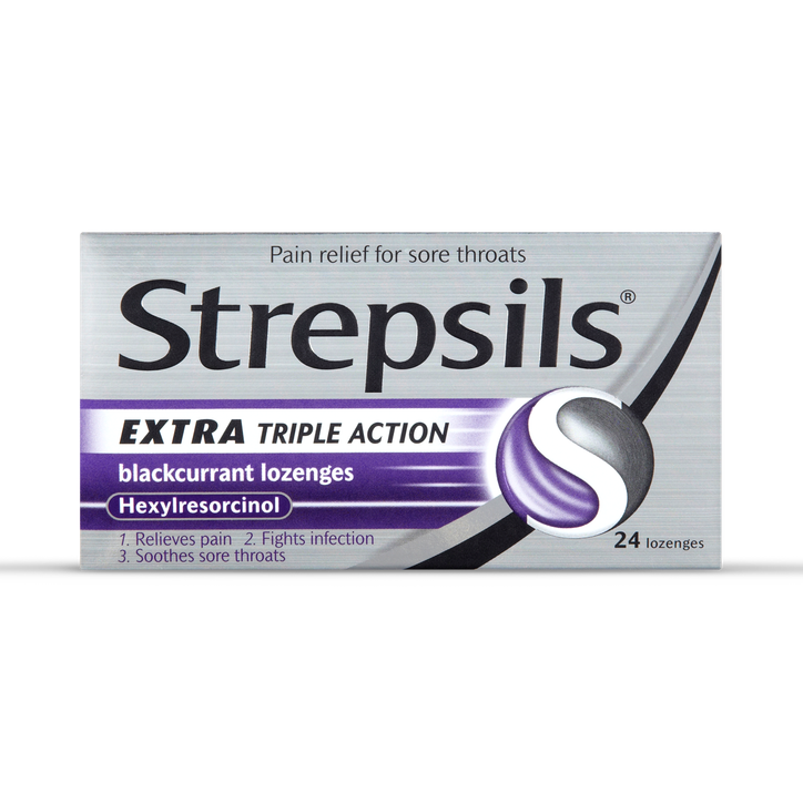 Strepsils Extra Triple Action Blackcurrant 24 Lozenges image 1
