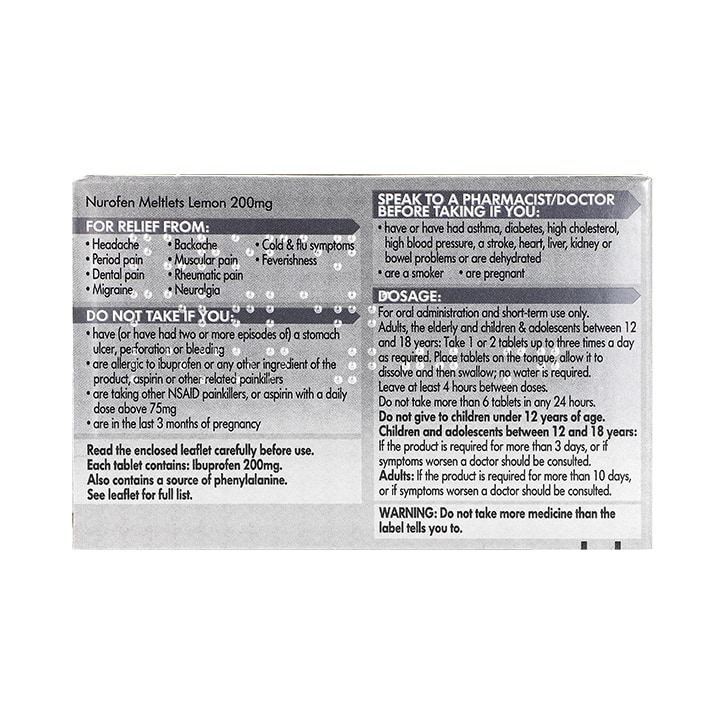 Nurofen Meltlets 200mg Orodispersible Tablets image 2