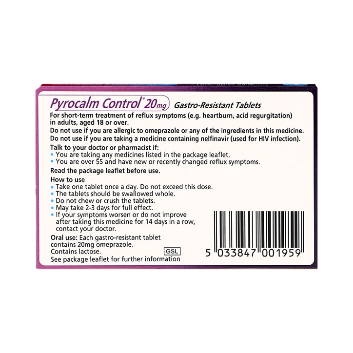 Pyrocalm Control 20mg Gastro-Resistant Tablets image 2