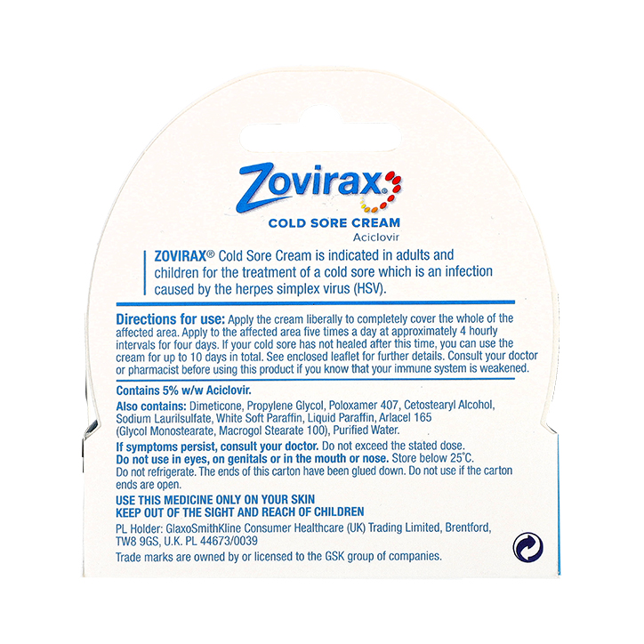 Zovirax Cold Sore Cream 2g image 2